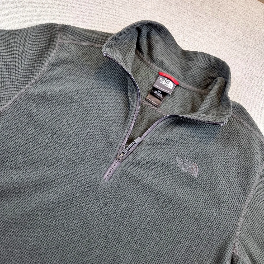 The North Face Dark Green Waffle Knit Quarter Zip Pullover Men's Medium Gorpcore